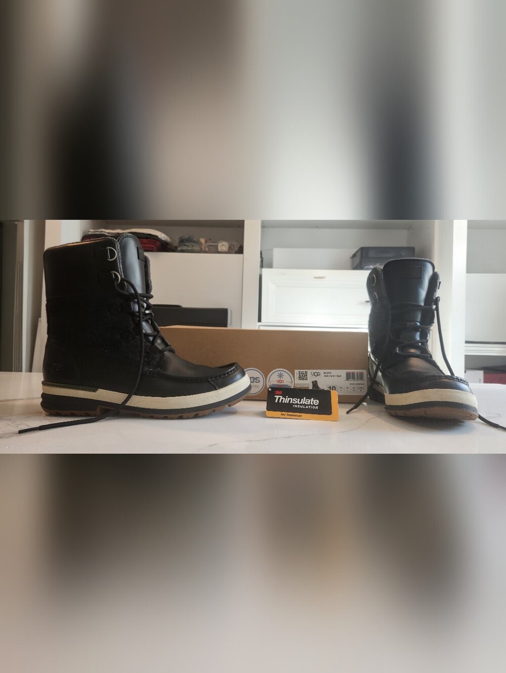 UGG Men’s Ory Waterproof Black Leather Winter Boots – Size 10